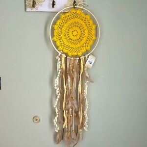 Yellow Dreamcatcher with Feathers